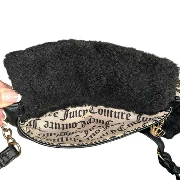 Juicy by Juicy Couture Crowning Glory Black Faux Fur Crossbody Bag with Charms - Picture 6 of 12